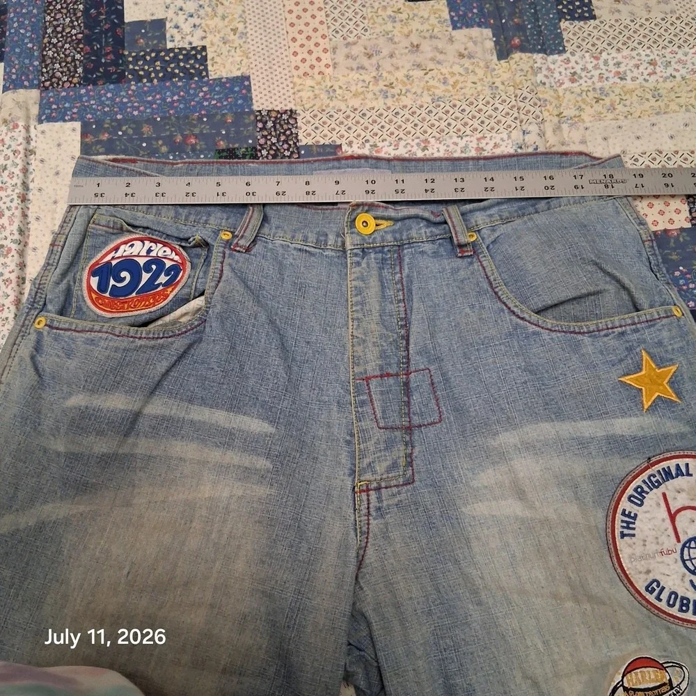 VTG Platinum Fubu Harlem Globetrotters Denim Jeans Size 38x34